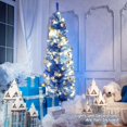 thumbnail image 2 of Patiojoy 6FT Blue Tinsel Artificial Pencil Christmas Tree w/ Sturdy Metal Stand Seasonal Holiday Decoration for Home, Party, 2 of 8