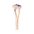 thumbnail image 4 of ANGARA Natural Oval Amethyst Three Stone Bypass Ring with Diamonds in 14K Rose Gold for Women (Size-4x3mm) | February Birthstone, Birthday, Anniversary, Jewelry Gift for Women | Natural Amethyst Ring, 4 of 9