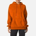 thumbnail image 6 of KDDYLITQ Hoodies for Women Y2k Long Sleeve Casual Cute Hoodies Oversized Hooded Drawstring Loose Pullover Crew Neck Lightweight Solid Sweatshirts with Pockets Saffron S, 6 of 6