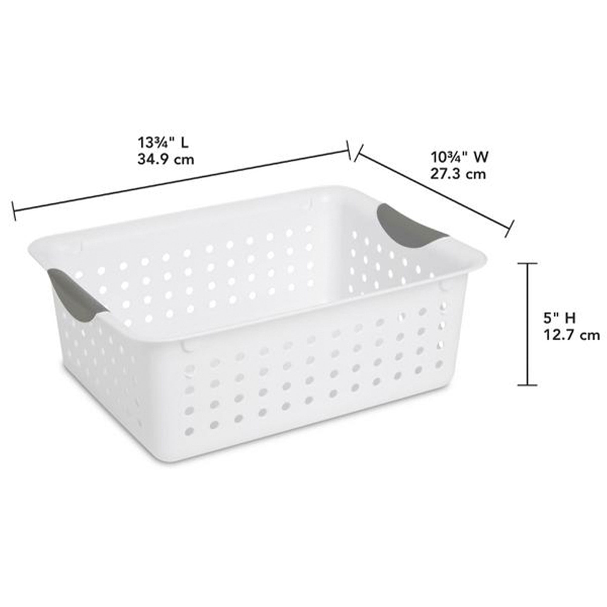 12 Sterilite 16248006 Medium Ultra Plastic Storage Bin Organizer Basket White