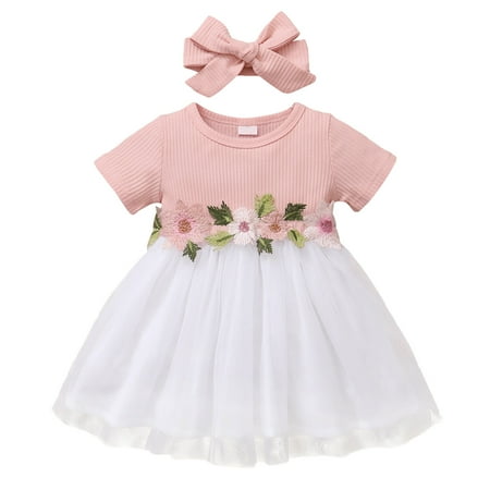 

KI-8jcuD 5T Fashion Dress Toddler Kids Girls Floral Ribbed Short Sleeve Mesh Embroidered Tulle Ball Gown Hairband Dress Princess Set Clothes Girl 6 Year Old Clothes Girls Size 10 Christmas Dress Mom