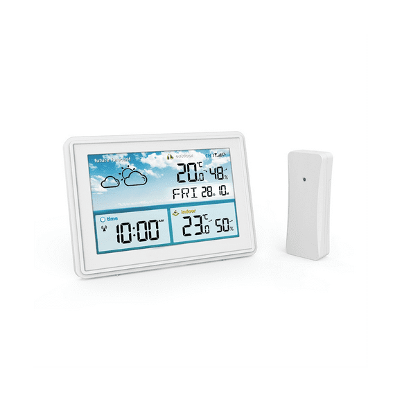 Wireless Digital Color LCD Display Thermometer Hygrometer Forecast Sensor Frost Calendar(A)EU Plug