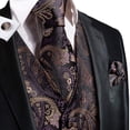 thumbnail image 2 of Chaleco de lujo de Jacquard de seda de Cachemira de oro púrpura para hombre, conjunto de corbata, chaleco azul marino Borgoña, corbata, gemelos y pañuelo para hombre, 2 of 5