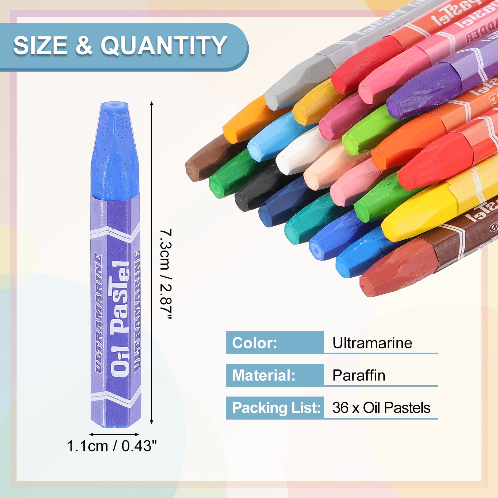 Uxcell Ultramarine Oil Pastels, 36Pcs Soft Oil Crayons Vibrant and Creamy Pastels Stick Art Supplies for Art Painting Drawing Blending Graffiti for Artists Beginners