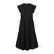 thumbnail image 3 of Vestido Camisero Fruncido Vestido informal de línea A para mujer, dobladillo grande, elegante, color sólido, ropa de playa de verano Cgtredaw Negro Xxxl para Mujer, 3 of 8