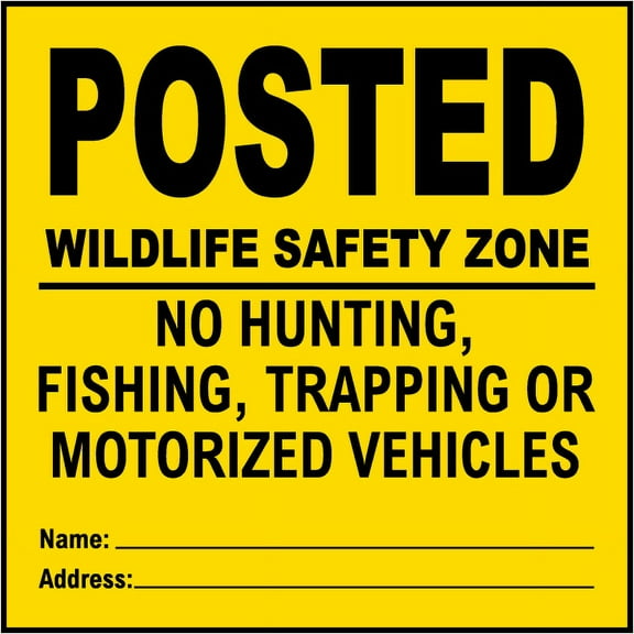 Vinyl Stickers - Yellow Posted Wildlife Safety Zone Sign - Safety and Warning Warehouse Signs Stickers - 3.5" x 5" - 3 Pack