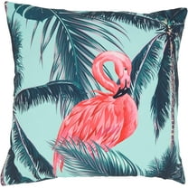 Tropical Flamingo and Palm Tree Outdoor Pillow with Poly Fill