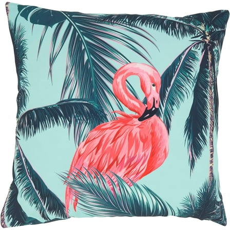 Tropical Flamingo and Palm Tree Outdoor Pillow with Poly Fill