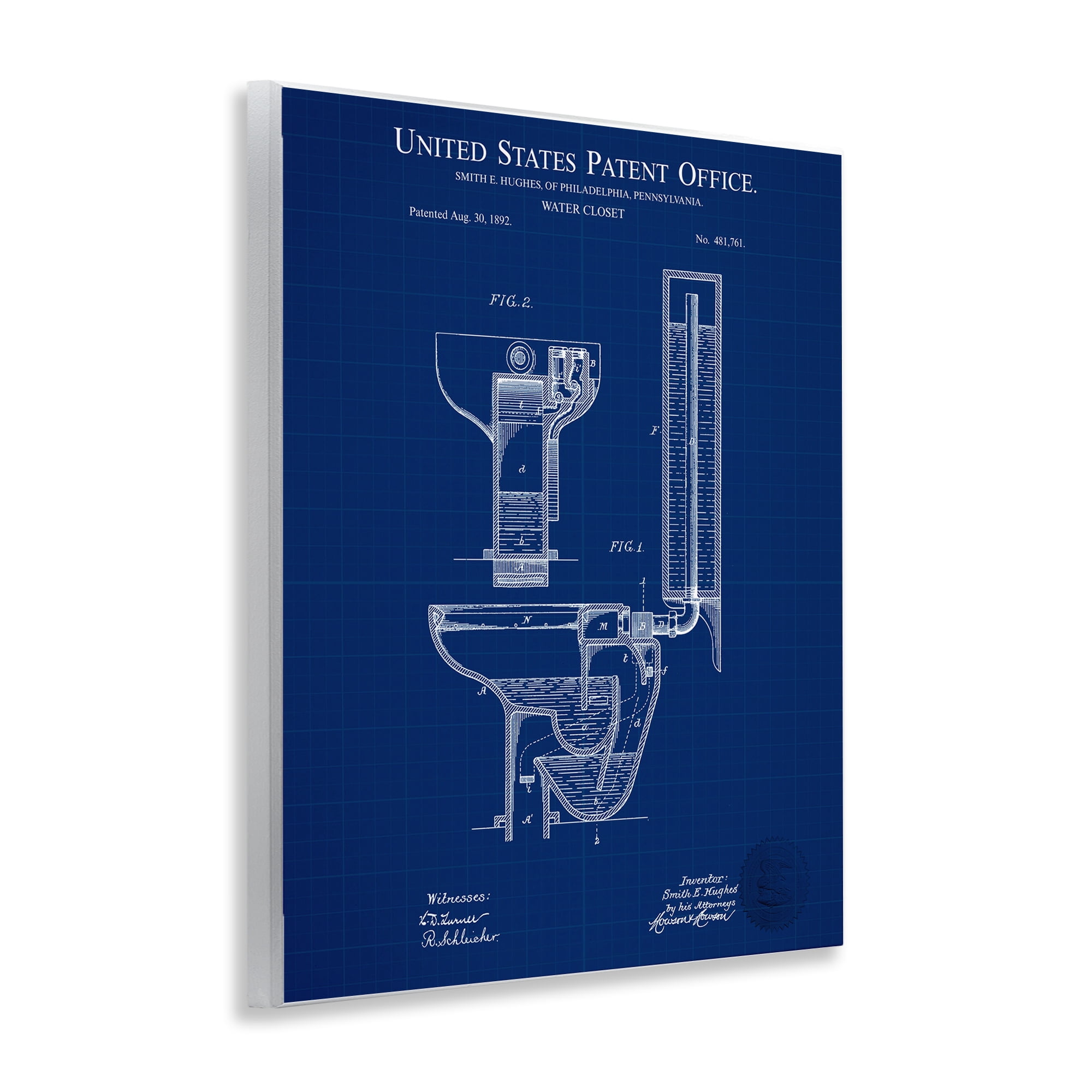 Stupell Industries Water Closet Blueprint Typography Painting Unframed Art Print Wall Art, 11 x 14