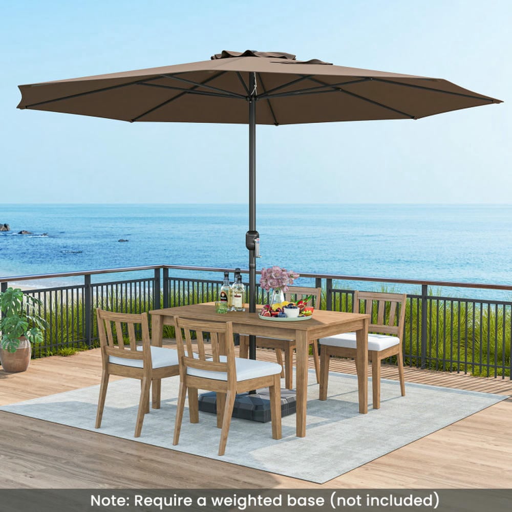 GVN Patio Umbrella, Outdoor Table Umbrella,12 Feet Patio Umbrella with Crank Handle and 8 Sturdy Ribs-Coffee
