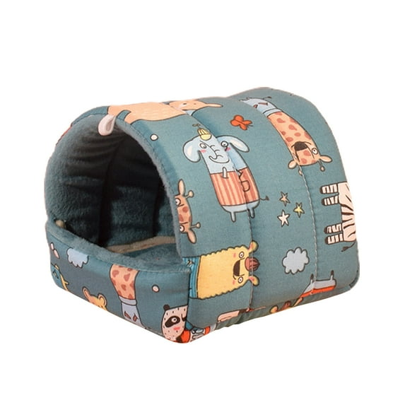 Visland Hamster Nest Printing Semi-closed Soft Big Space Comfortable Keep Warm Practical Elephant Pattern Hamster Bed for Winter
