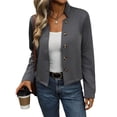 thumbnail image 2 of Chaqueta Corta con Botones para Mujer, Chaquetas Casuales de Larga, Abrigos Retro de Cuello Alto de Moda para Otoño Gris Oscuro XL, 2 of 10