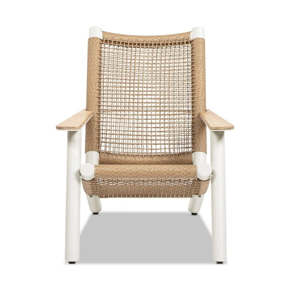 Jennifer Taylor Home Atlas Adirondack Outdoor Lounge Chair in Natural Beige All Weather Wicker