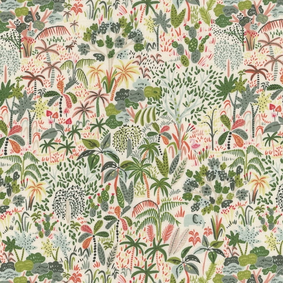 Dear Stella Designs Lion Around White Rainforest 100% Cotton Fabric sold by the yard