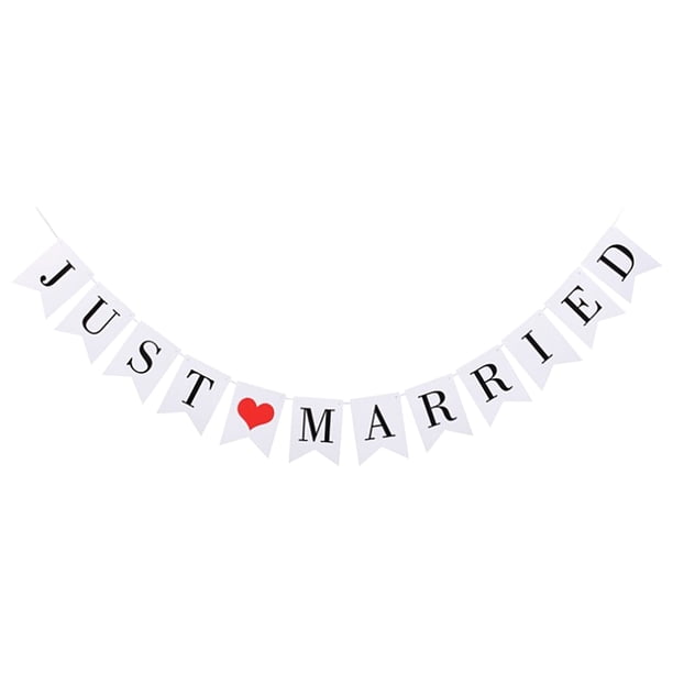 JUST MARRIE Wedding Bunting Banner Hanging Sign Garland Banderín Photo Booth Props para despedida de soltera