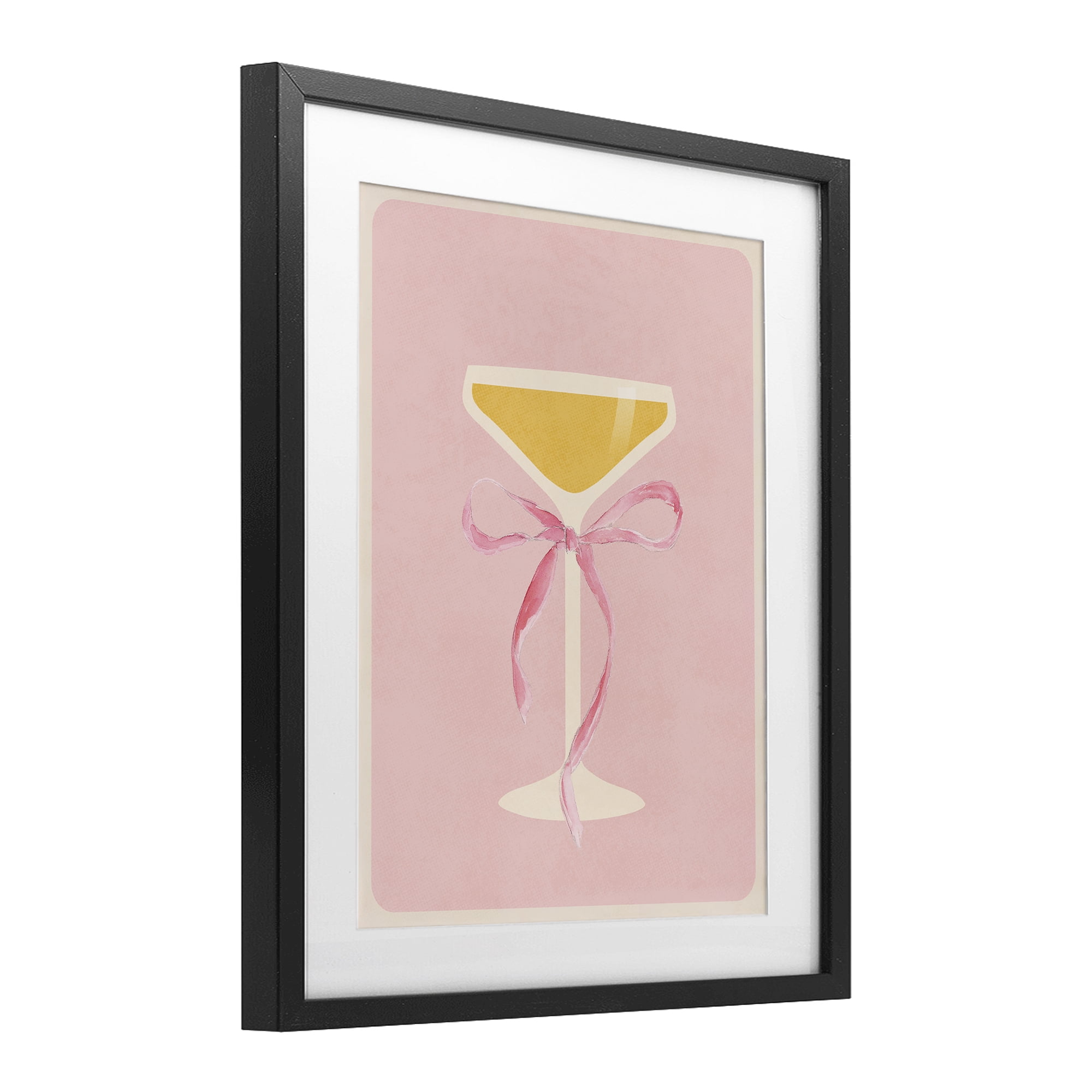 Stupell Industries Champagne Party Glass Black Framed Print Under Glass, design by Lucille Price