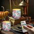 thumbnail image 2 of Kuiaobaty 4 Packs Flickering Flameless LED Battery Candles Hummingbird Hibiscus Flower Pattern Waterproof Pillar Fake Candles with Colored Light Remote for Wedding Beach Party Decor, 2 of 7