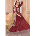 thumbnail image 3 of Graceful Pakistani Maroon Silk Anarkali Suit with Hand Embroidery – XL Size | Party & Wedding Wear, 3 of 4