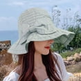 thumbnail image 2 of CoCopeaunts Summer Bow Bucket Hat for Women Big Brim Hat Protection Visors Bucket Hat Sunscreen Fisherman Hats Outdoors Fishing Cap Sun Hat, 2 of 5