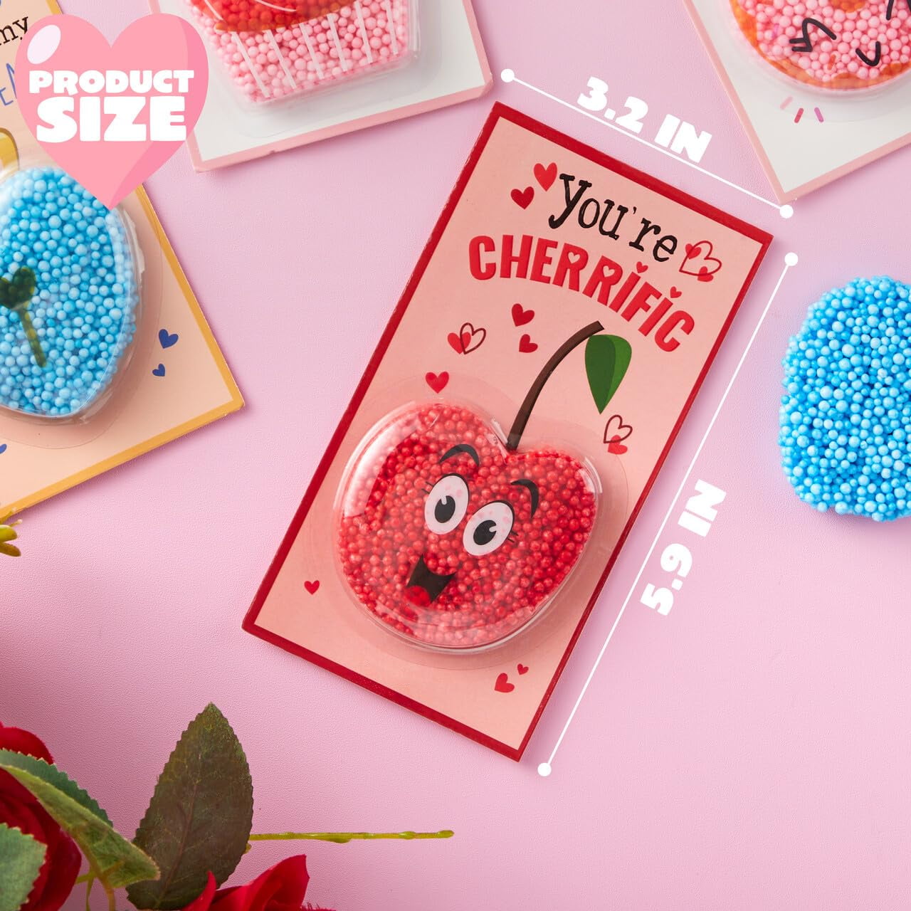 Joyfy 12 Packs Valentines Cards for Kids, Foam Squishy Toys, Stress Relief for Valentine Party Favors, Kids School Class Exchange Cards