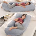 thumbnail image 4 of AI-PIKA Almohada de Maternidad en Forma de U, Almohada de Cuerpo Completo para Embarazadas, Funda de Terciopelo Lavable, 4 of 7