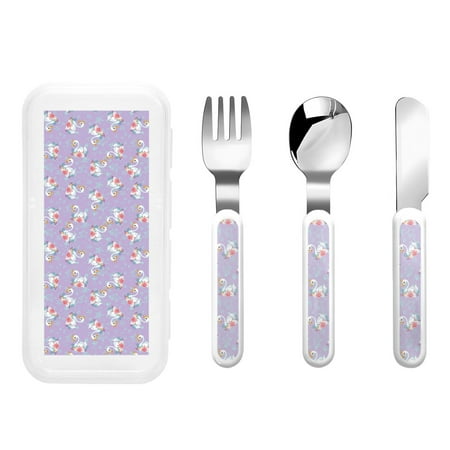 

Kdxio Swan With Stars Toddler Utensils Set - Kids Silverware Set Set Kids Utensils Set with Case for Preschooler Children