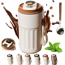 Tealier Smart Coffee Thermos, LED Temperature Display Coffee Mug Stainless Steel Thermos, Portable Hot and Cold Coffee Cup, Large Capacity Leak-Proof Lid (Coffee)