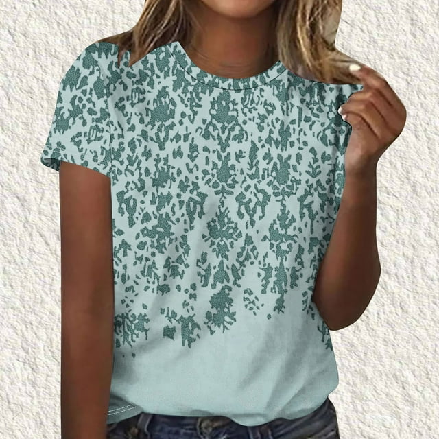 Soki Graphic Printed Tee Short Sleeved Round Neck Tops for Women