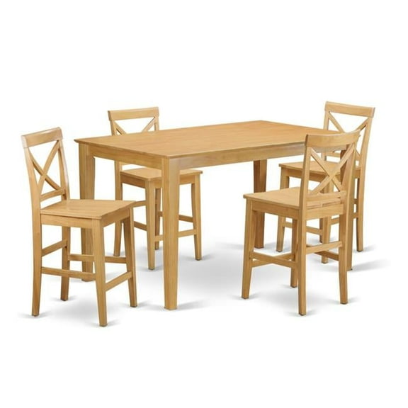Capri Counter Height Pub Table & 4 Kitchen Chairs, Oak