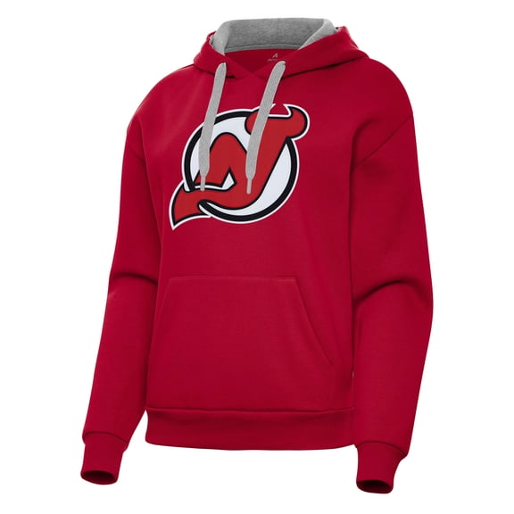 Women's Antigua Red New Jersey Devils Victory Pullover Hoodie