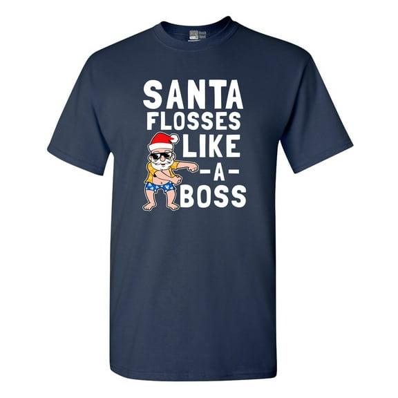 Santa Flosses Like A Boss Christmas Dance Funny DT Adult T-Shirt Tee