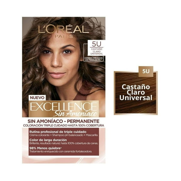Tinte para cabello L'Oréal Excellence Sin Amoníaco 5u castaño claro universal