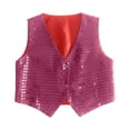thumbnail image 2 of CUZIBR Holiday Tops For Child Carnival Sparkling Sequins Vest V-Neck Sleeveless Button Waistcoat Stage Performance Shiny Glitter Jacket Spring Fall Clothing,Purple,2-3 Years, 2 of 4