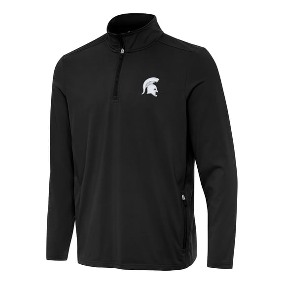 Men's Antigua  Black Michigan State Spartans Perilous Quarter-Zip Sweatshirt