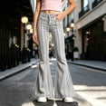 thumbnail image 2 of CONZONE Flared Pants for Little Girls Striped Print Girls Bootcut Pants Mid Waist Trendy Fall School Trousers with Pockets Size 5-6 Years, 2 of 5