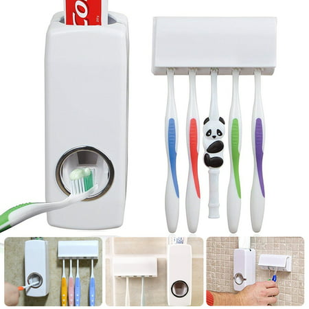 Auto Automatic Toothpaste Dispenser + 5 Toothbrush Holder Set Wall Mount  Stand | Walmart Canada