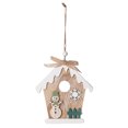 thumbnail image 2 of D-GROEE Wooden House Christmas Tree Ornaments - Set of 3 - Small Wooden Rustic House Hanging Ornament - Rustic Farmhouse Xmas Decorations, 2 of 8