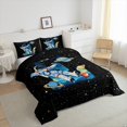 thumbnail image 3 of jejeloiu Outer Space Landscape Bedding Comforter Set,Cartoon Astronsut Galaxy Planet Twin Comforter Sets,First Letter E Bedding Set For Boys,Super Cozy Room Decor Reversible,2 Pieces, 3 of 8