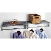EZ Shelf 40"-73" Expandable Closet Shelf and Rod, Silver, No Brackets for Mounting to 2 Side Walls