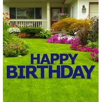 Happy Birthday Navy Blue Yard Sign, 13pcs, Weather Resistant Plastic, Stakes Included
