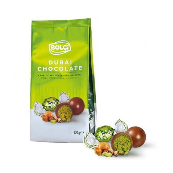 Bolchi  Dubai Chocolate Pistachio Kadayif Filled Milk Ball Chocolate 120g