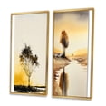 thumbnail image 3 of Designart "Countryside Tree Silhouette at Sunset I" Landscape Forest Framed Wall Art Set Of 2 - Country Yellow Framed Canvas Set For Living Room Decor, 3 of 6
