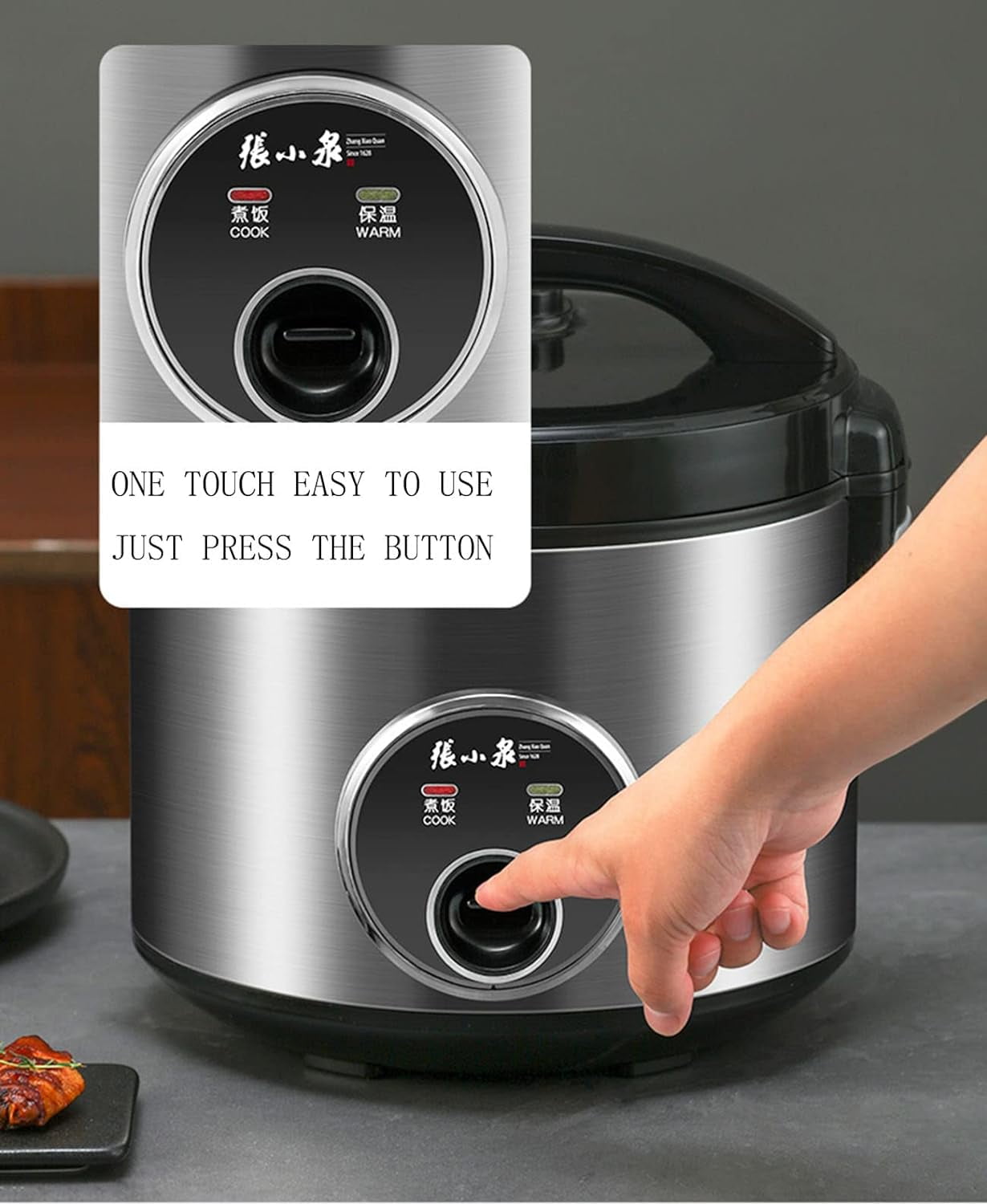 ZhangXiaoQuan 5.5Cup Rice Cooker, 3L, with Steamer and Non-stick inner pot, ZCFB-102, one touch simple use (5.5 Cup, 3L)