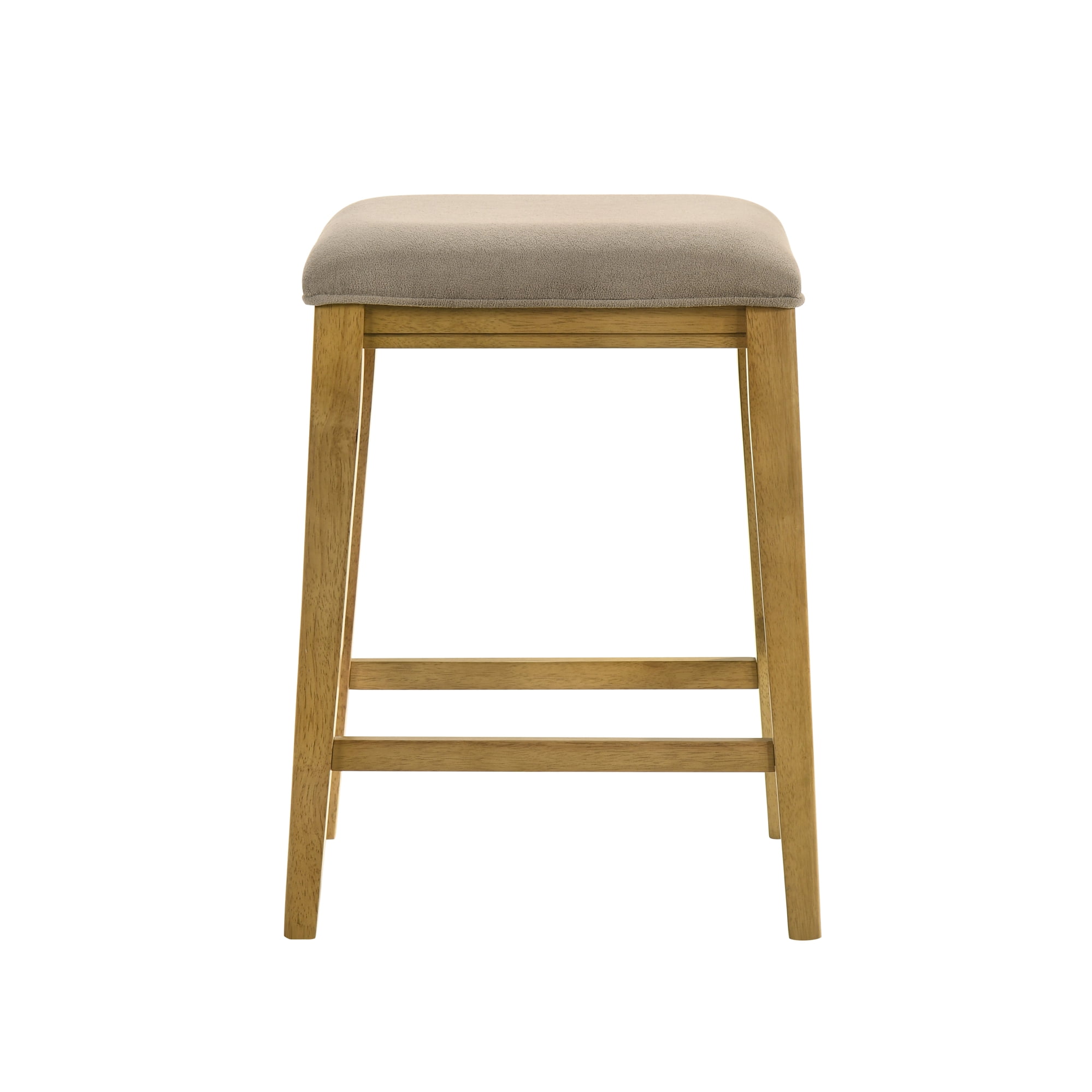 Jane Contemporary Transitional Wood Counter Height Kitchen Bar Stool in Amber Glow Finish with Taupe Fabric Upholstered Seat