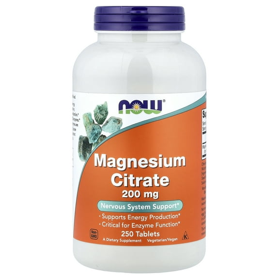 NOW Foods Magnesium Citrate, 250 Tablets (200 mg per Tablet)