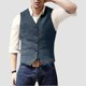 thumbnail image 1 of pstuiky Camisetas sin mangas para hombre, Blazer de moda para hombre, chaleco ajustado con cuello en V y botonadura lisa Tops elegantes para mujer l, 1 of 6