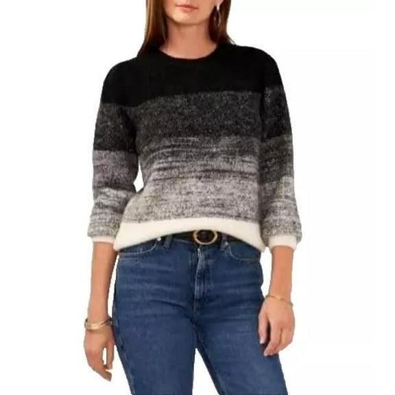 Vince Camuto Women's Colorblock Crewneck Sweater, Rich Black XS