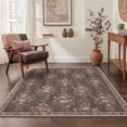thumbnail image 5 of GENIMO 2'x7' Runner Rug, Machine Washable Non Slip Low Pile Hallway Runner Rug for Kitchen Laundry Room, Vintage Floral, Dusty Brown, 5 of 7