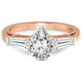 thumbnail image 3 of 1 Carat IGI Certified Pear Shape Lab Grown Diamond Engagement Ring | 14K Rose Gold | Madison Three Stone Side Baguette Diamond Lab Diamond Ring | FG-VS1-VS2 Quality Friendly Diamonds, 3 of 4