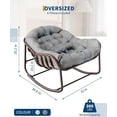 thumbnail image 2 of Patio Oversized Papasan Rocking Chair–Wicker Rattan Egg Chair with Metal Frame–Comfortable Cushioned Seat–Perfect for Garden,Balcony,Porch–Brown Powder Coating,Brown Rattan,Dark Gray Cloth, 2 of 8